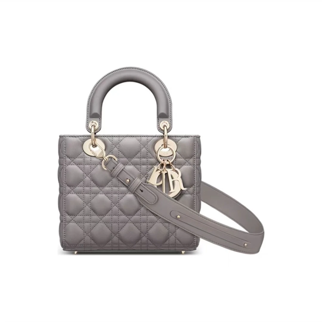 99新 DIOR/迪奥 Dior戴妃四格羊皮灰金时尚包/安琪