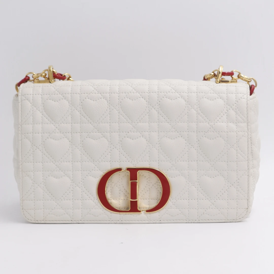 95新 DIOR/迪奥 【晶晶专属】caro中号情人节限定白色包/AB1594
