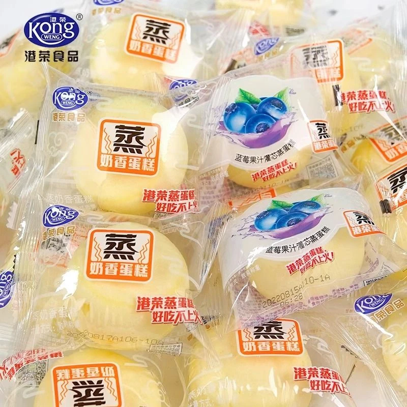 最新日期港荣蒸蛋糕奶香蓝莓酸奶吐司早餐儿童营养休闲食品下午茶