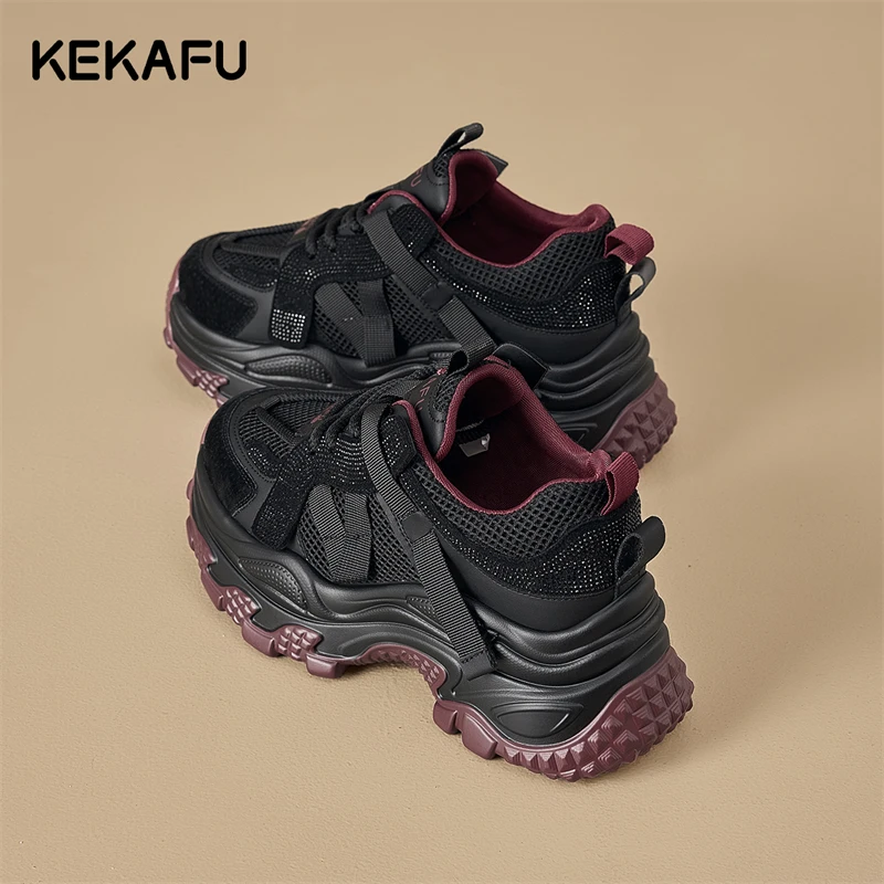 珂卡芙小个子增高老爹鞋女2025秋季新款百搭厚底不累脚休闲运动鞋