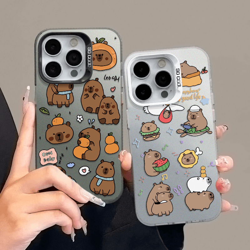 水豚西瓜苹果15手机壳iPhone14promax创意12全包11可爱防摔情侣xr