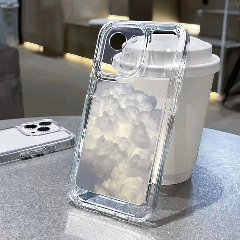 朵朵小白云苹果15promax手机壳iPhone14防摔全包简约11透明保护壳