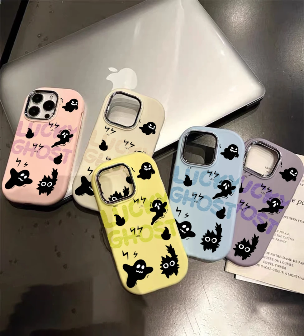 卡通幽灵苹果15手机壳全包iphone14promax防摔12可爱创意高级感11