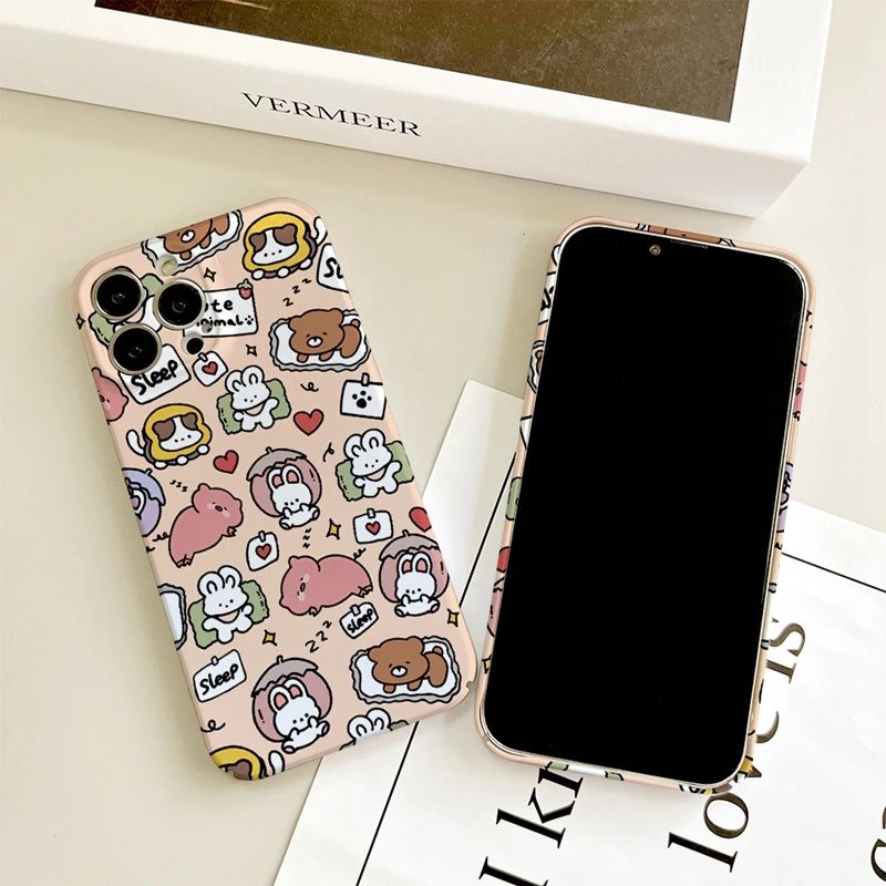 兔骑车苹果13手机壳菲林iPhone15手机壳潮牌趣味卡通创意可爱全包