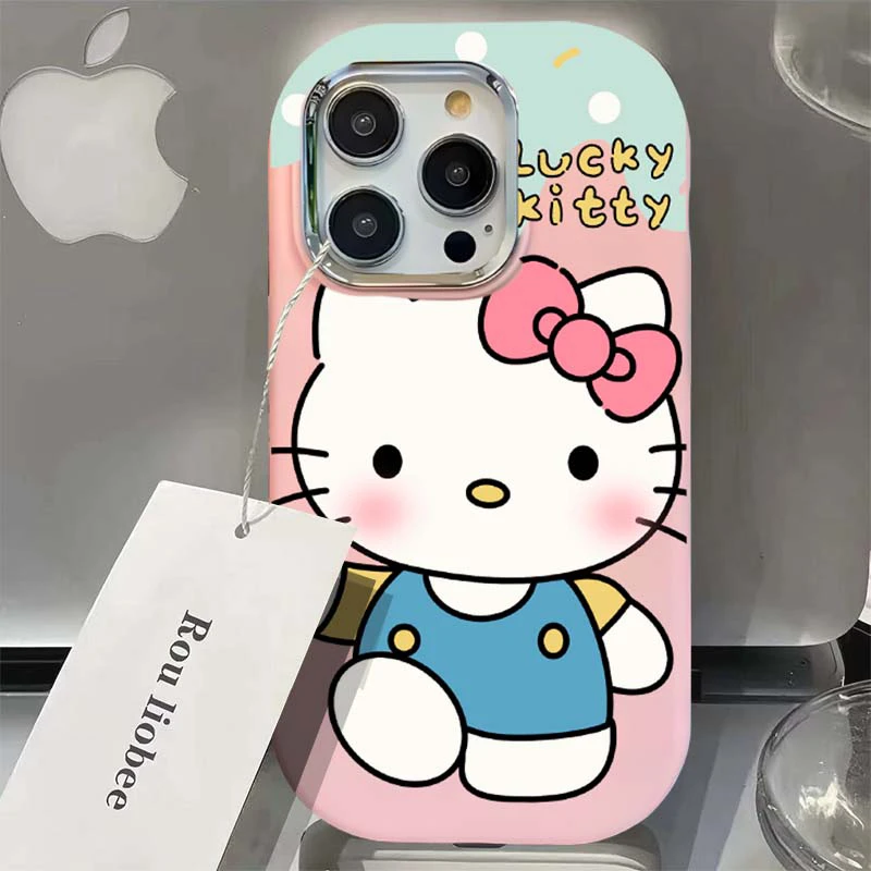 可爱卡通KT猫苹果15手机壳iPhone14promax创意12全包11女防摔个性