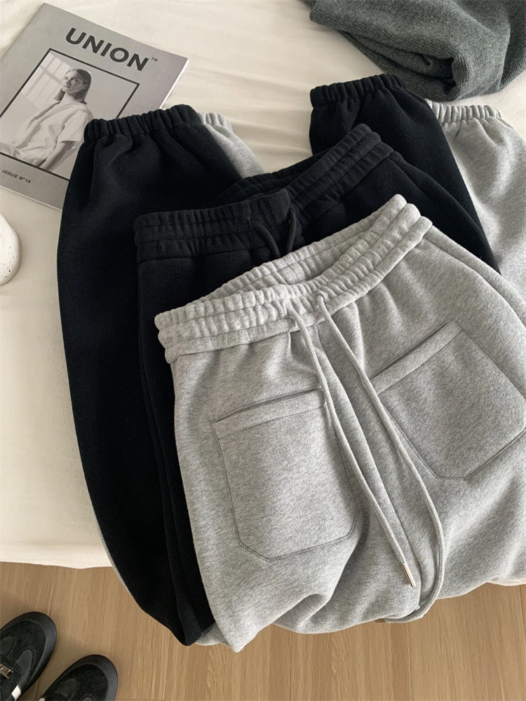 【双口袋束脚卫裤】加厚加绒百搭显瘦软糯舒适保暖休闲裤时尚SV