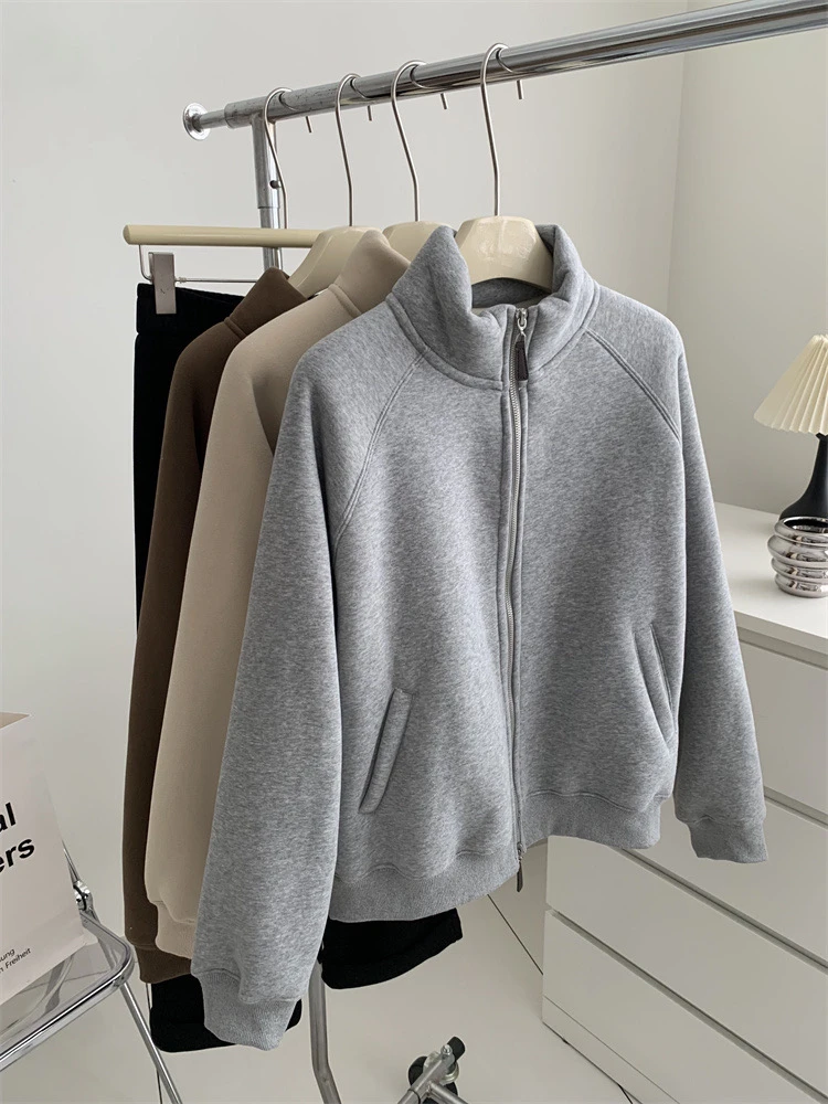 【立领加绒卫衣】加厚加绒插肩袖显瘦软糯舒适百搭卫衣保暖长袖休闲