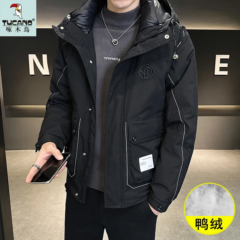 TUCANO/啄木鳥2023秋冬新款韩版工装连帽加厚保暖羽绒服外套男士