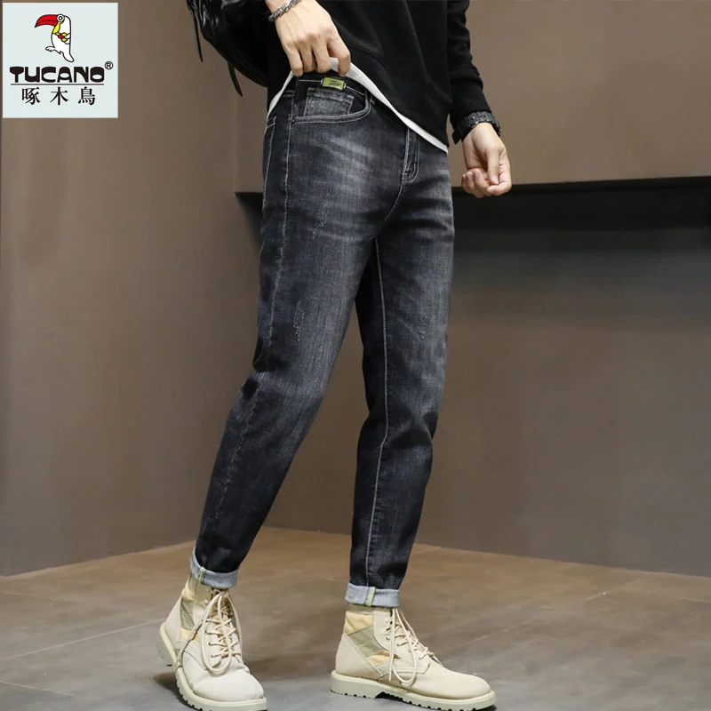 TUCANO/啄木鳥九分牛仔裤男士长裤春秋季新款修身小脚男裤休闲裤