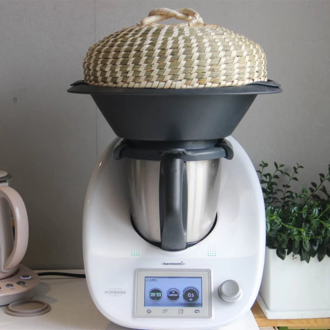 小美TM6手工草编蒸锅家用盖加高盖椭圆形蒸盘拓展盘TM5料理机锅盖