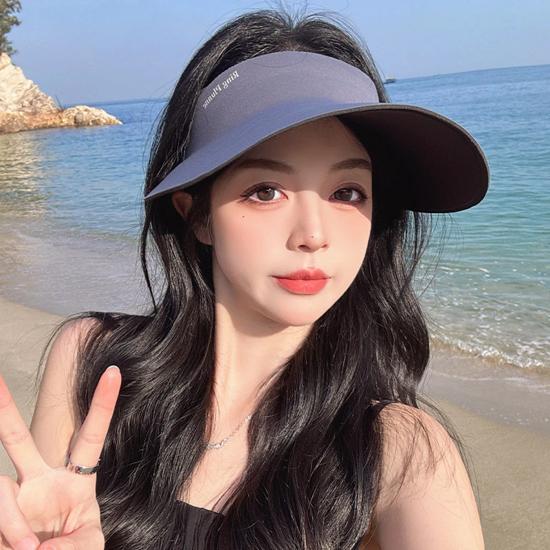 无痕一体式帽檐户外出游防紫外线防晒帽太阳帽空顶遮阳帽女款夏季