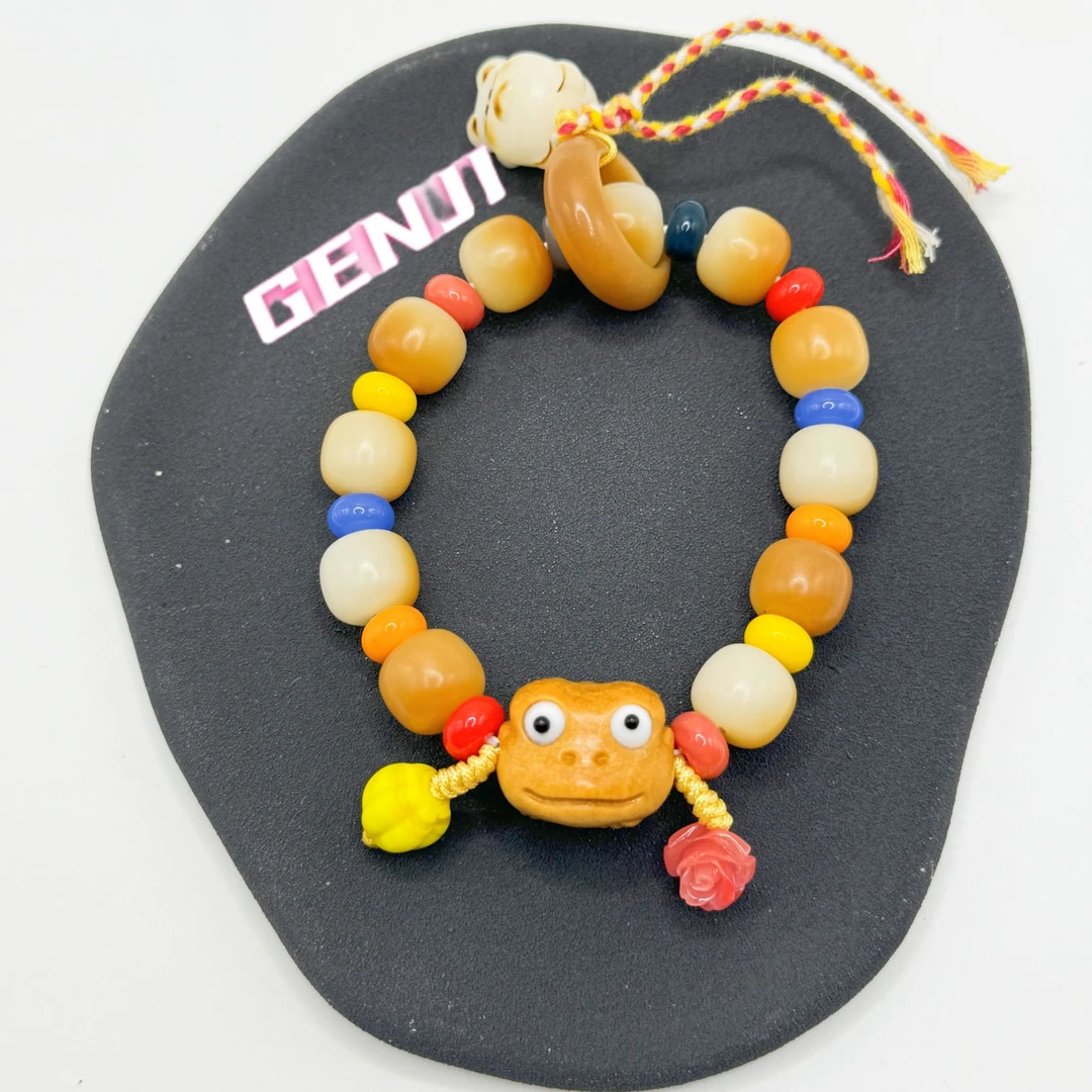 炭烧白玉菩提手串蛤蟆金蟾可爱小众个性手链学生男女丑萌礼物闺蜜