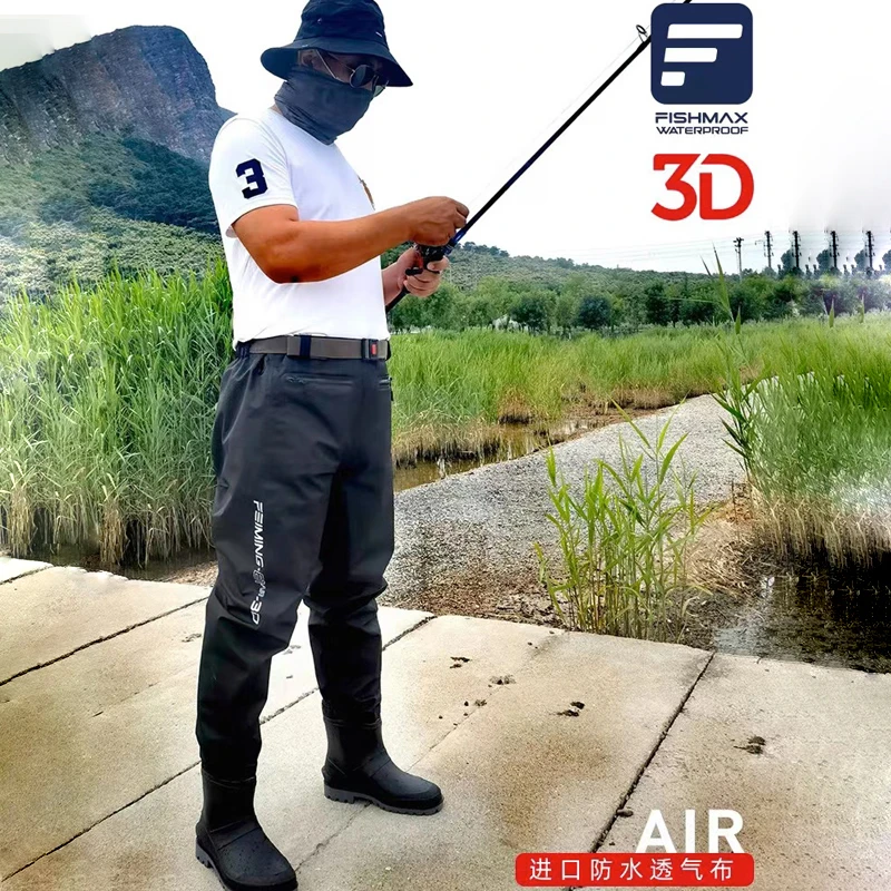 腰裤涉水裤路亚装备钓鱼服赶海水裤飞蝇溪流钓半身连体防水下水裤