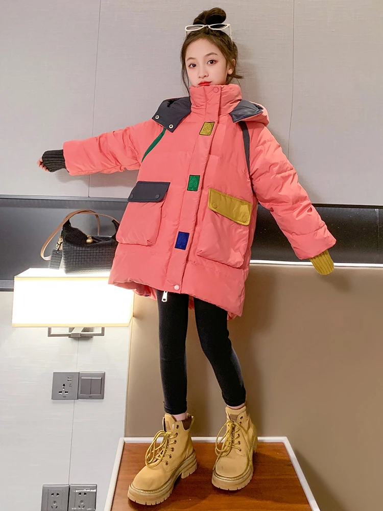 【品牌】女童棉服冬装2023新款洋气儿童韩版中长款棉衣女大童加厚棉