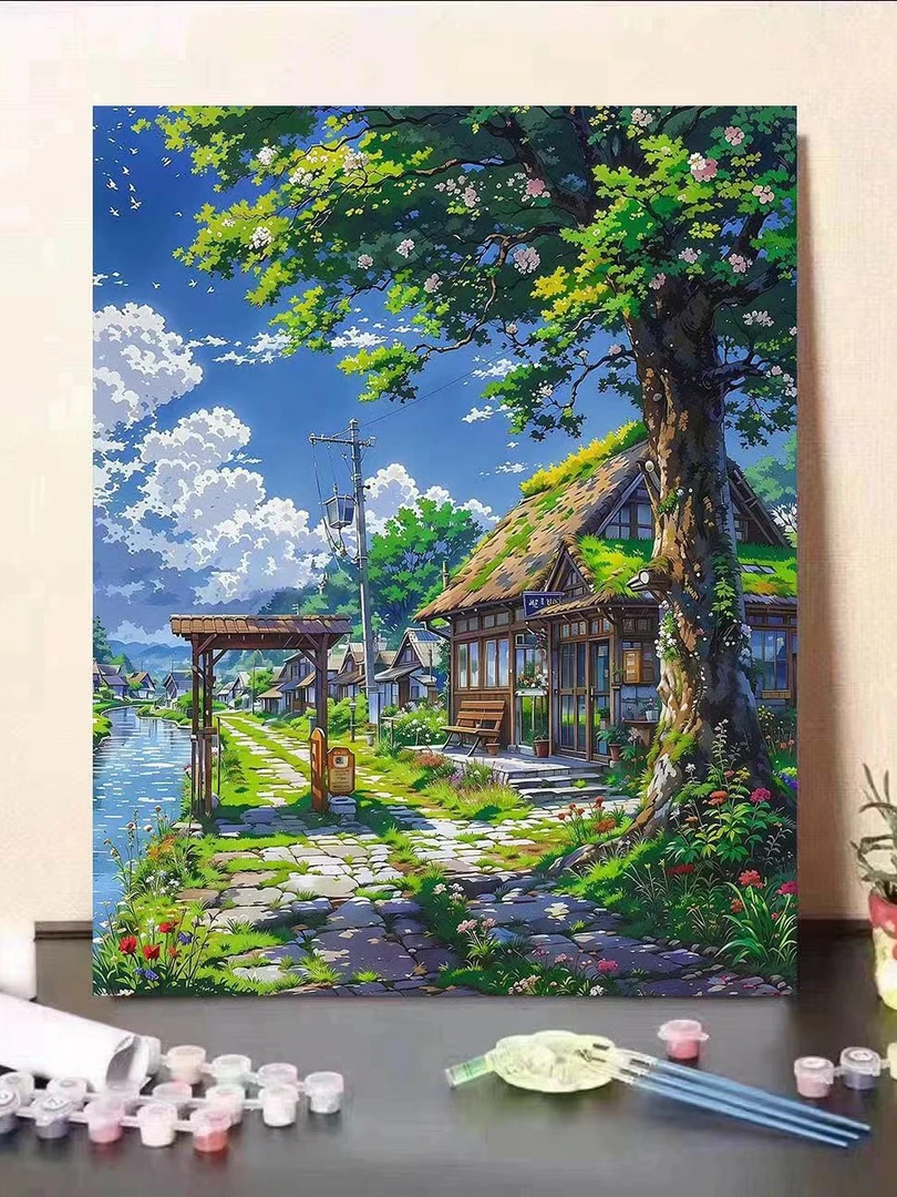 宫崎骏夏天数字油画diy手工填色治愈系颜值ins风客厅装饰画送礼