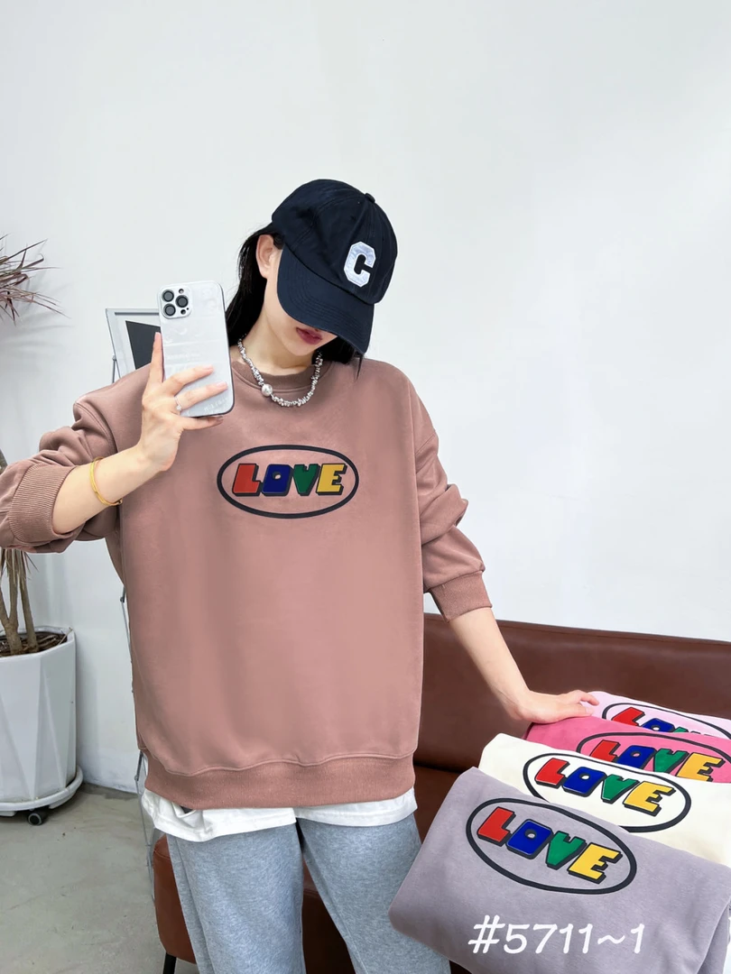 卫衣上衣长袖宽松压花圆领韩版