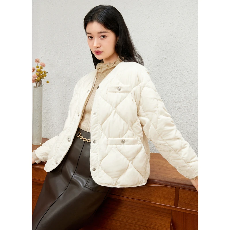 【热力感】missCOCOON气质羽绒服女装冬新款菱格保暖小个子外套