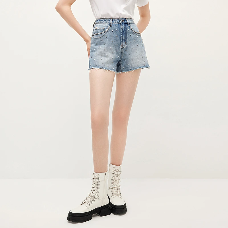 missCOCOON高腰短款裤夏新款女装时尚显瘦设计感小众牛仔裤