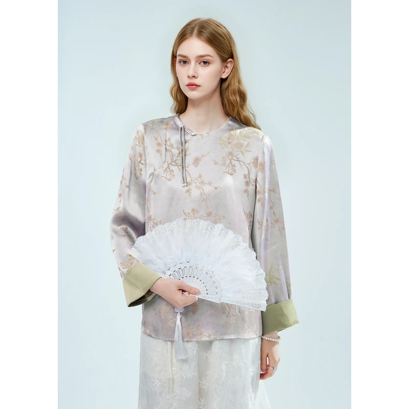 MISSCOCOON【妙笔繁花】早春新品新中式玉石盘扣高级感雪纺衫