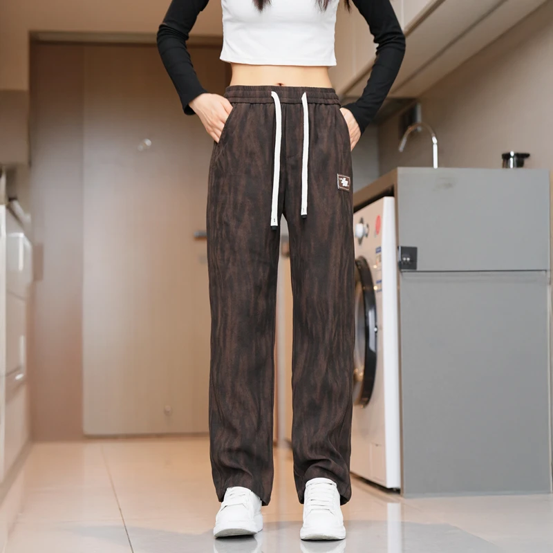 秋冬潮流提花宽松直筒男士休闲裤百搭美式高街条纹休闲直筒垂感