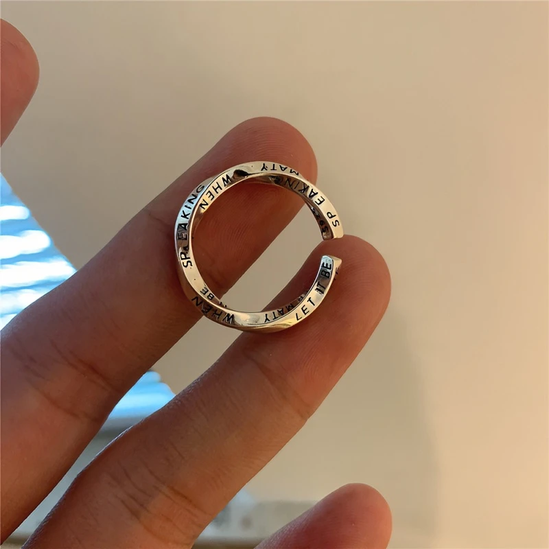 合金戒指 莫比乌斯英文可调节情侣男女款轻奢小众设计感复古百搭