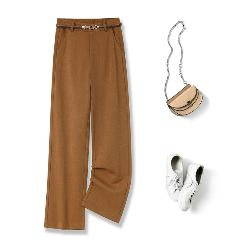 窄版阔腿裤女2024新款高腰显瘦秋季直筒裤垂感高级感休闲西装裤子