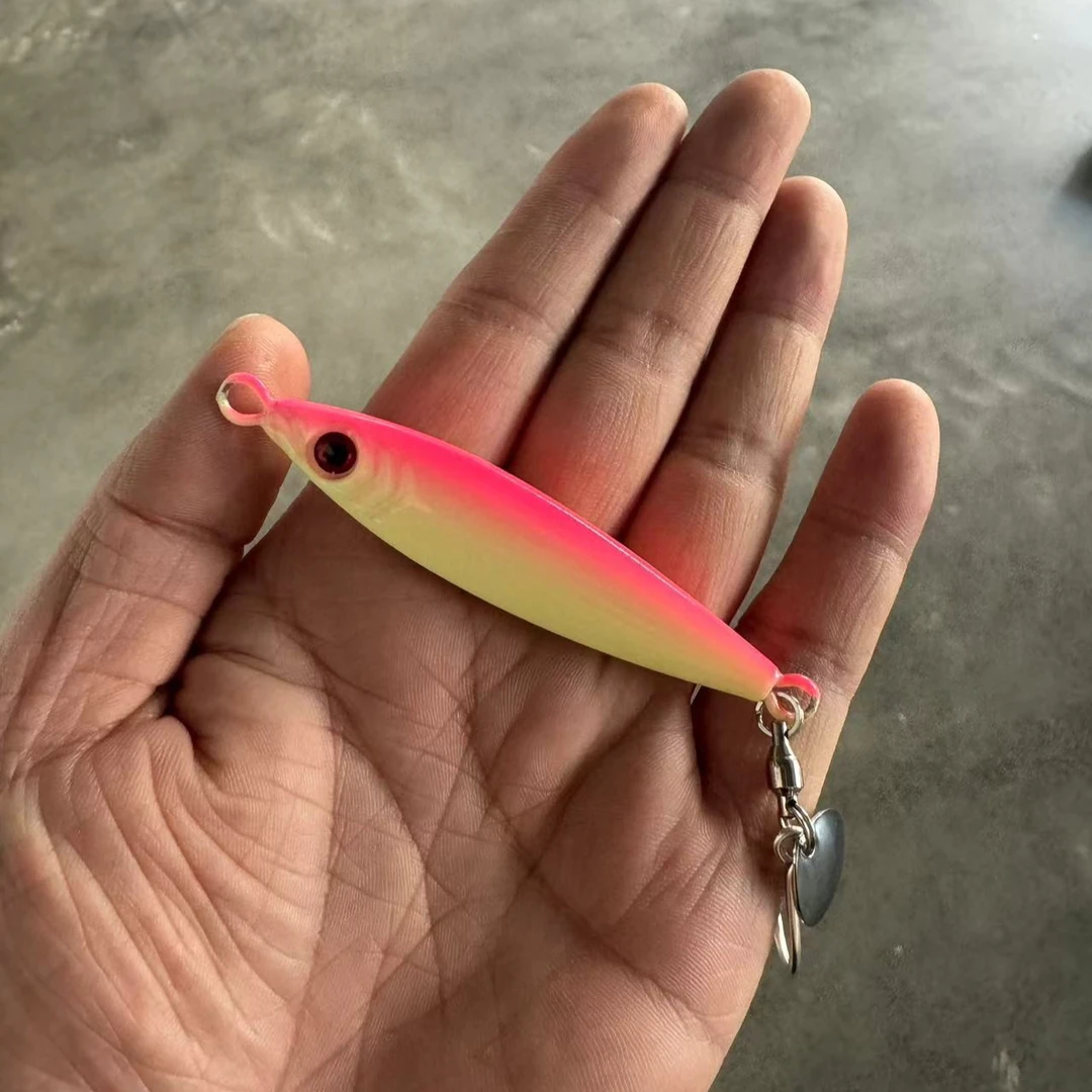青岛小胖子粉背全夜光船钓远投鲅鱼铁板小胖子路亚铁板慢摇假饵