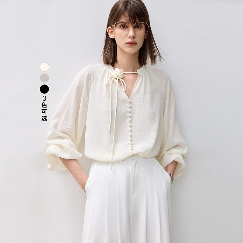 【赵老板专属】LILY2024秋新款女装雪纺衫124309C8913