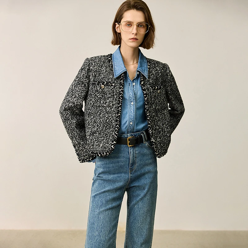 LILY2024冬新款女装短外套124409C3906