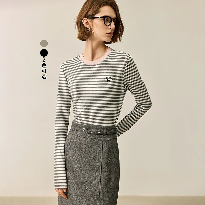 LILY2024冬新款女装T恤124409VT901