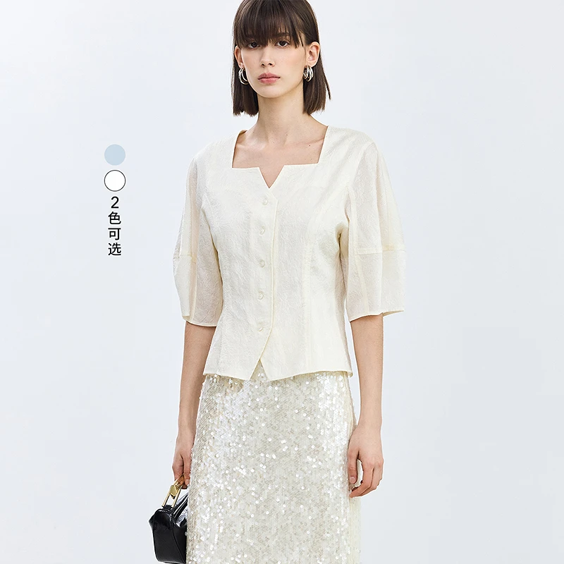 LILY2024夏新款女装衬衫124269C4978