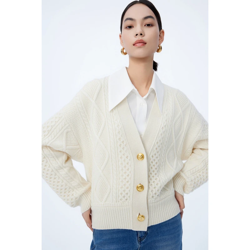 LILY冬新款女装毛开衫123429TC940