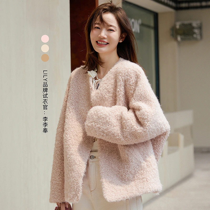 LILY2024冬新款女装短外套124409C3920