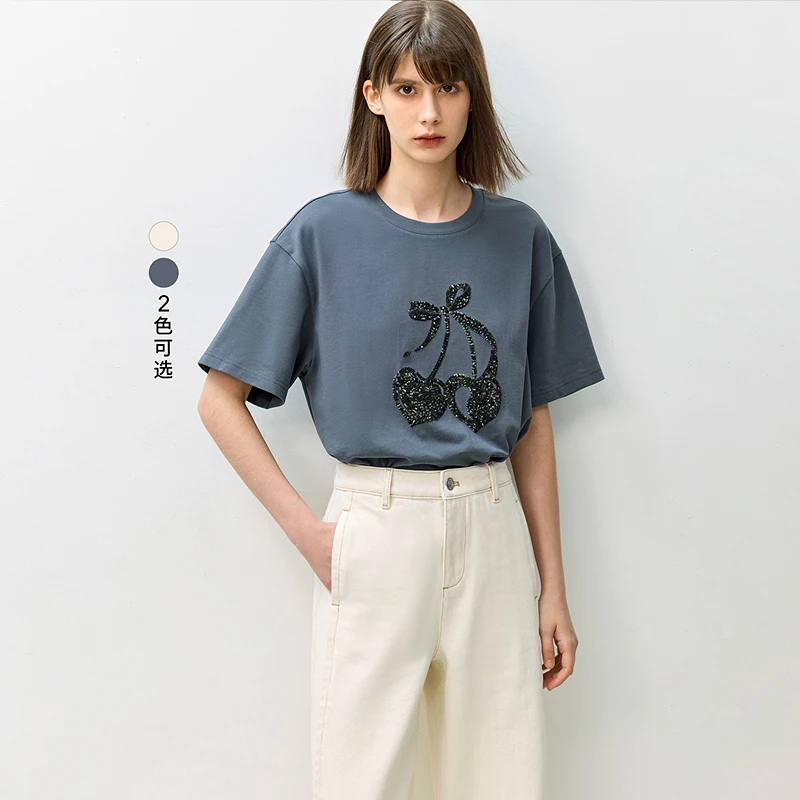 LILY2024秋新款女装T恤124309VT903