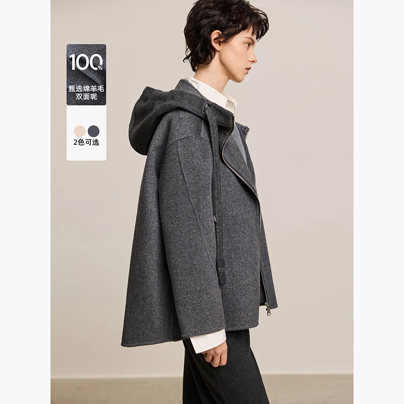 LILY2024冬新款女装毛呢外套124409FN904