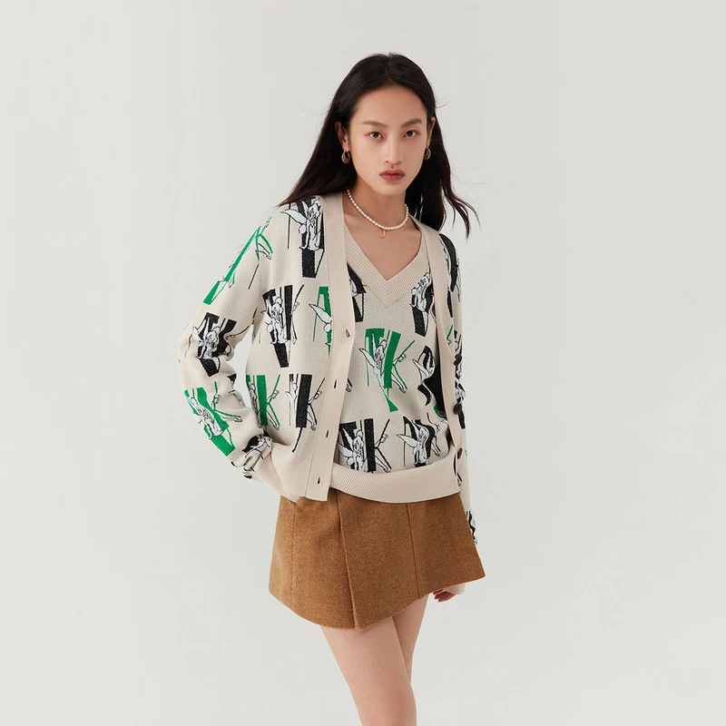 LILY冬新款女装毛开衫122400TC305