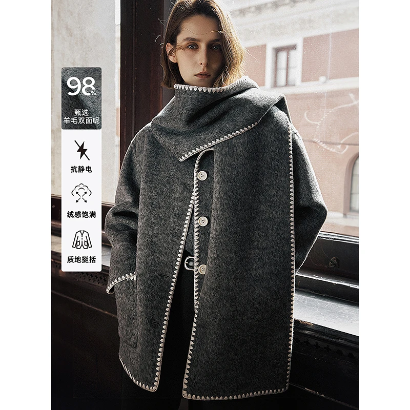 1453LILY2024冬新款女装毛呢外套124409FN910