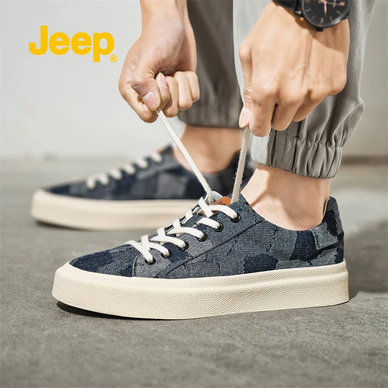 JEEP吉普板鞋男鞋2024年春夏新款百搭休闲鞋轻便帆布鞋子男潮鞋