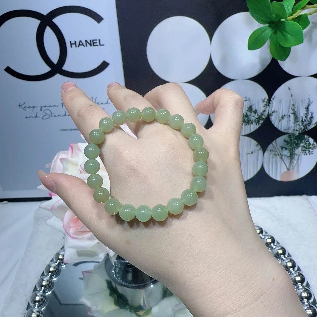 天然和田玉手链卡7珠子素圈玉手串时尚国风精美气质百搭女士款