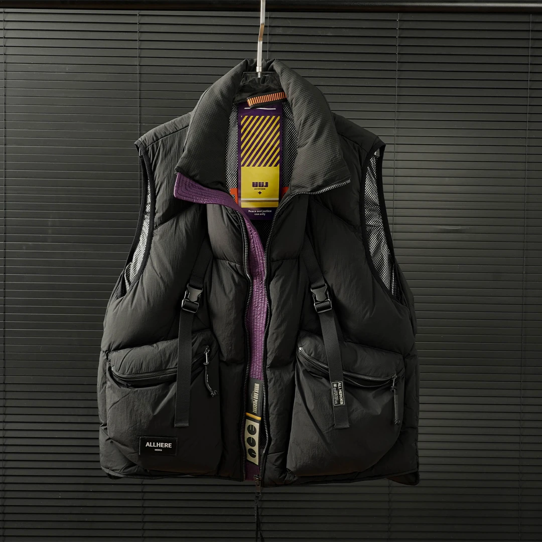 2023秋冬男式机能工装保暖情侣款多口袋羽绒马甲面包服