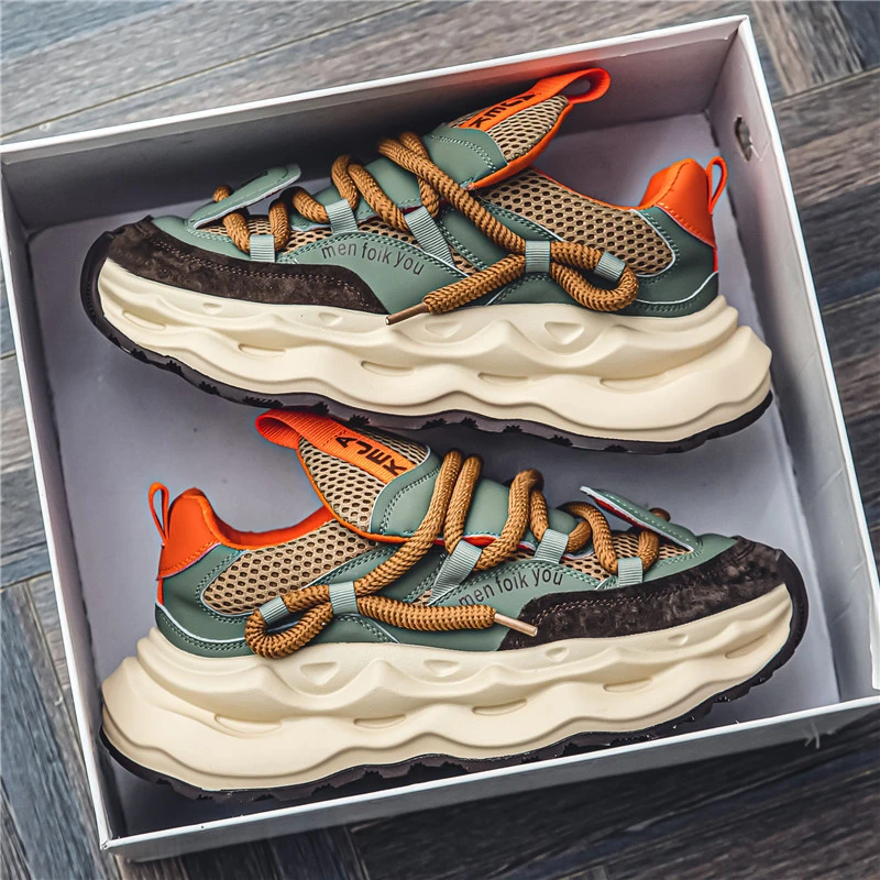 莆田男鞋秋冬2025新款网面透气潮牌运动鞋青少年休闲增高老爹潮鞋