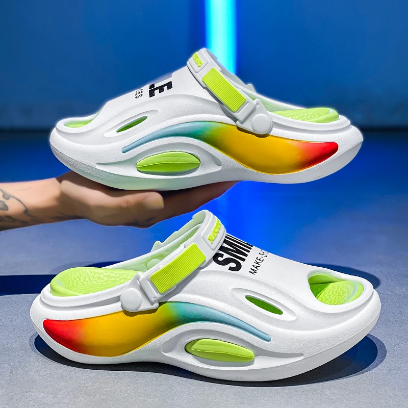 凉鞋男夏季国潮外穿防滑厚底沙滩拖鞋男士踩屎感运动两穿开车凉拖