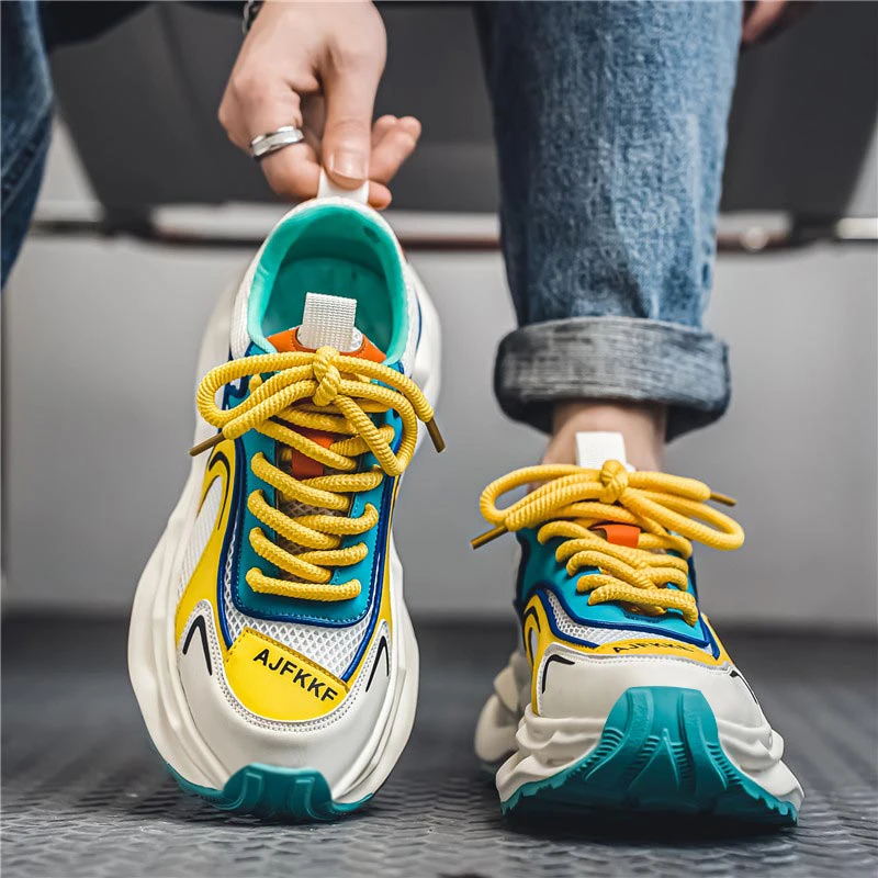 莆田男鞋2025新款秋冬透气网面增高老爹鞋青少年防滑休闲运动潮鞋