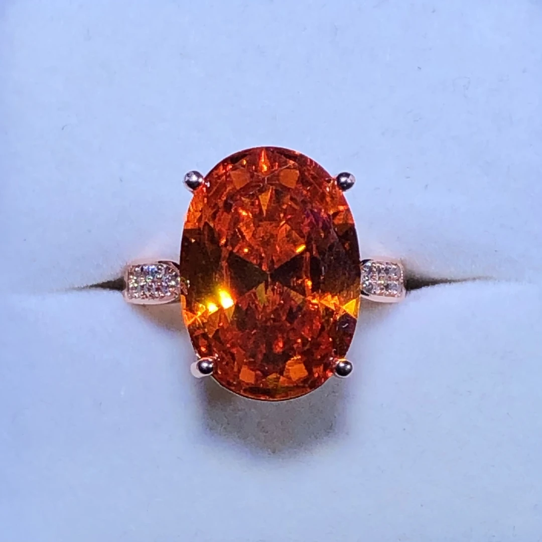 非金属莫桑石戒指 1284青春美饰精选芬达色戒指23克拉   橙色活口