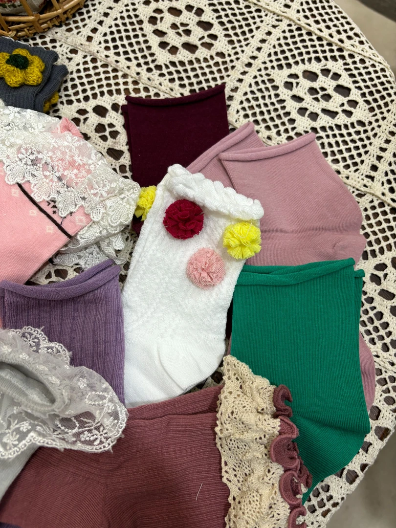 《米粒》森系蕾丝花边袜福袋10双