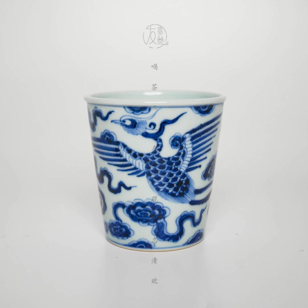 溪兰仰元凤纹可乐杯【景德镇纯手工茶具250ml】