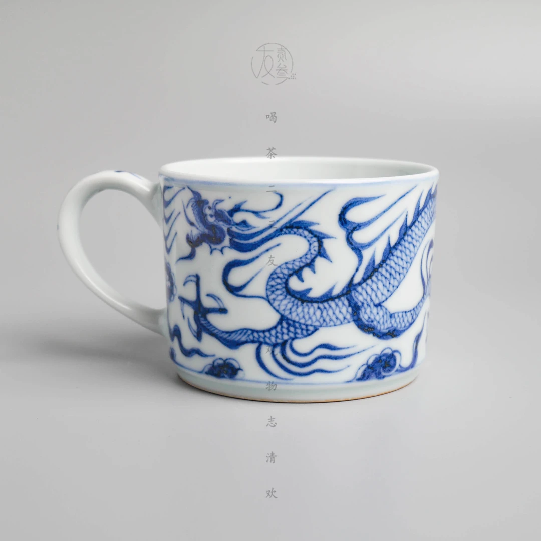 溪兰仰元龙纹咖啡杯【景德镇纯手工茶具148ml】