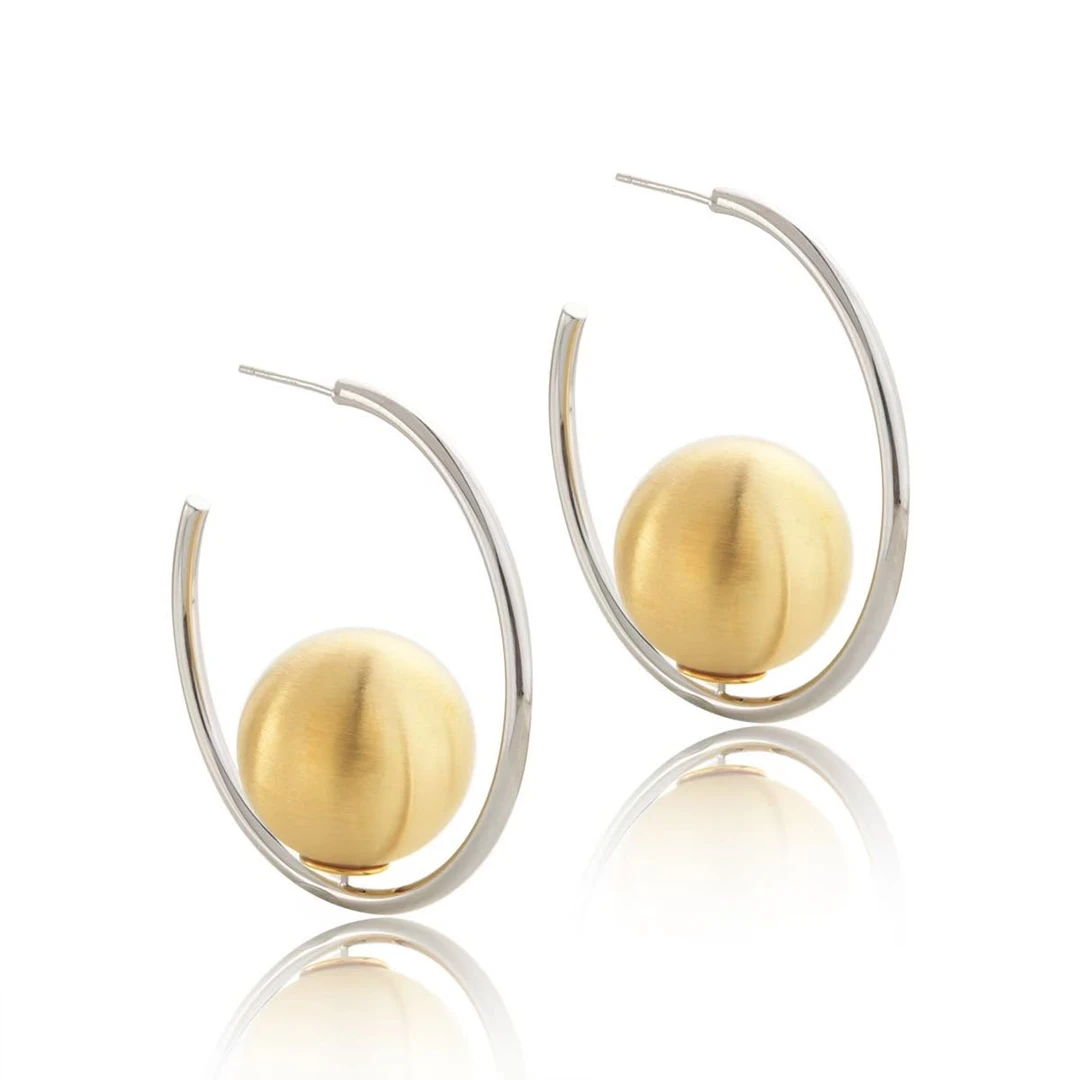 合金耳饰 147号新款几何拉丝圆球撞色夸张个性耳环轻奢耳圈圈圈