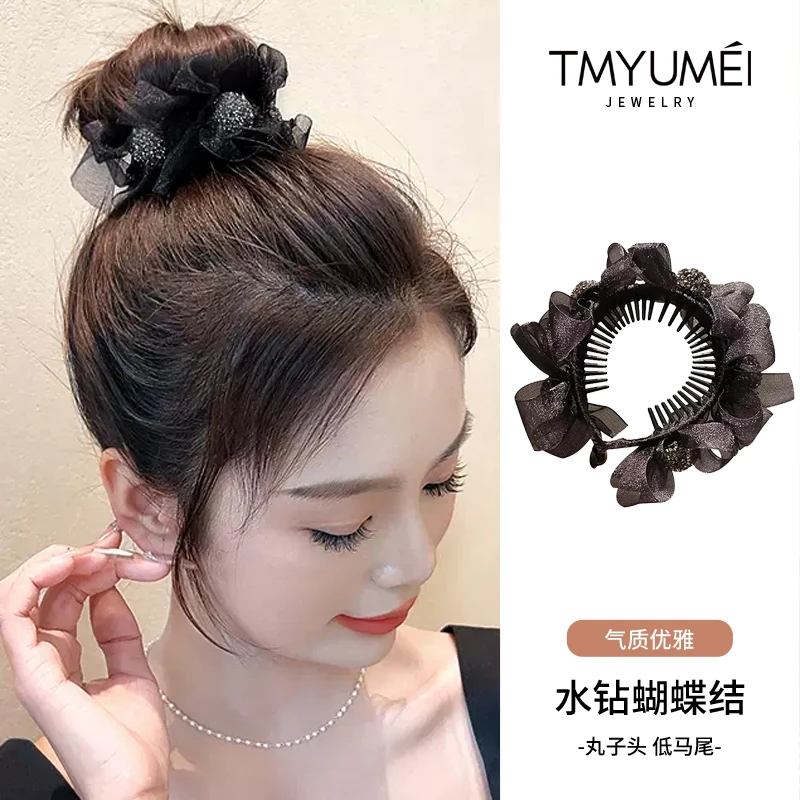 2023新款高级感蝴蝶结丸子头抓夹头饰盘发神器鲨鱼夹子发卡发夹女