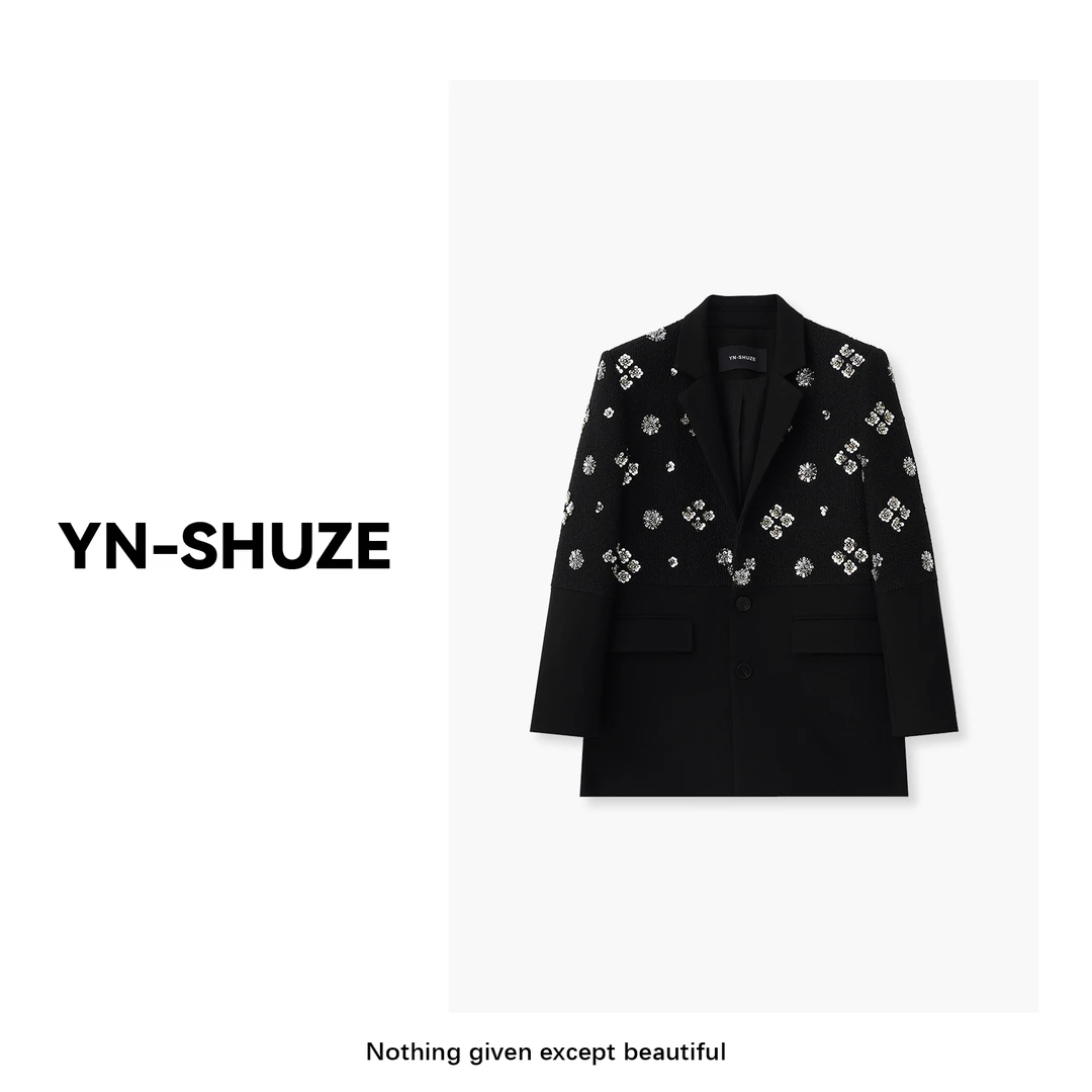 YN-SHUZE【耀眼慧星】设计感气质钉花拼接西服外套SZ-YNC-2024453